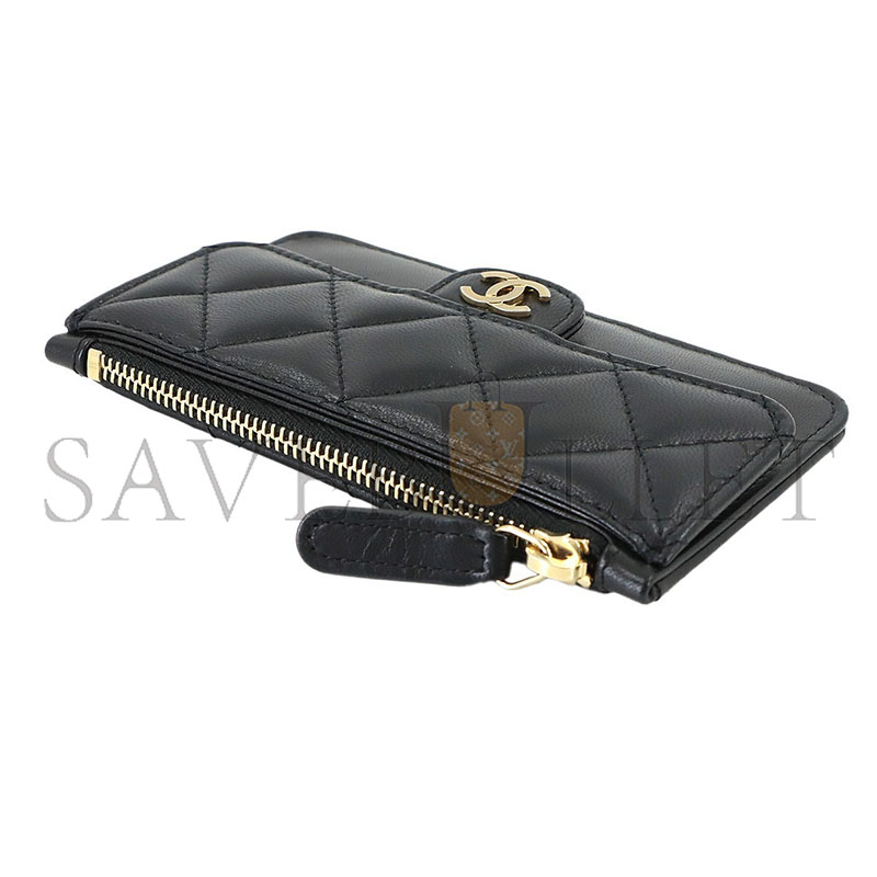 CHANEL MATELASSE COIN CASE PURSE WALLET LEATHER BLACK AP0374 (13*7.5*1cm) 